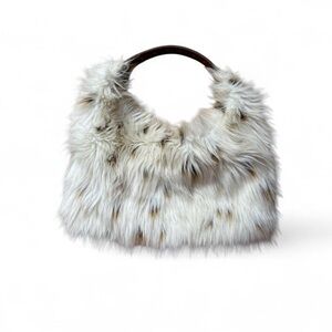 Aldo Faux Fur Shoulder Bag - Cream and Brown